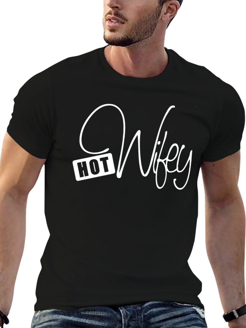 Hot Wifey Graphic T-Shirt - Black
