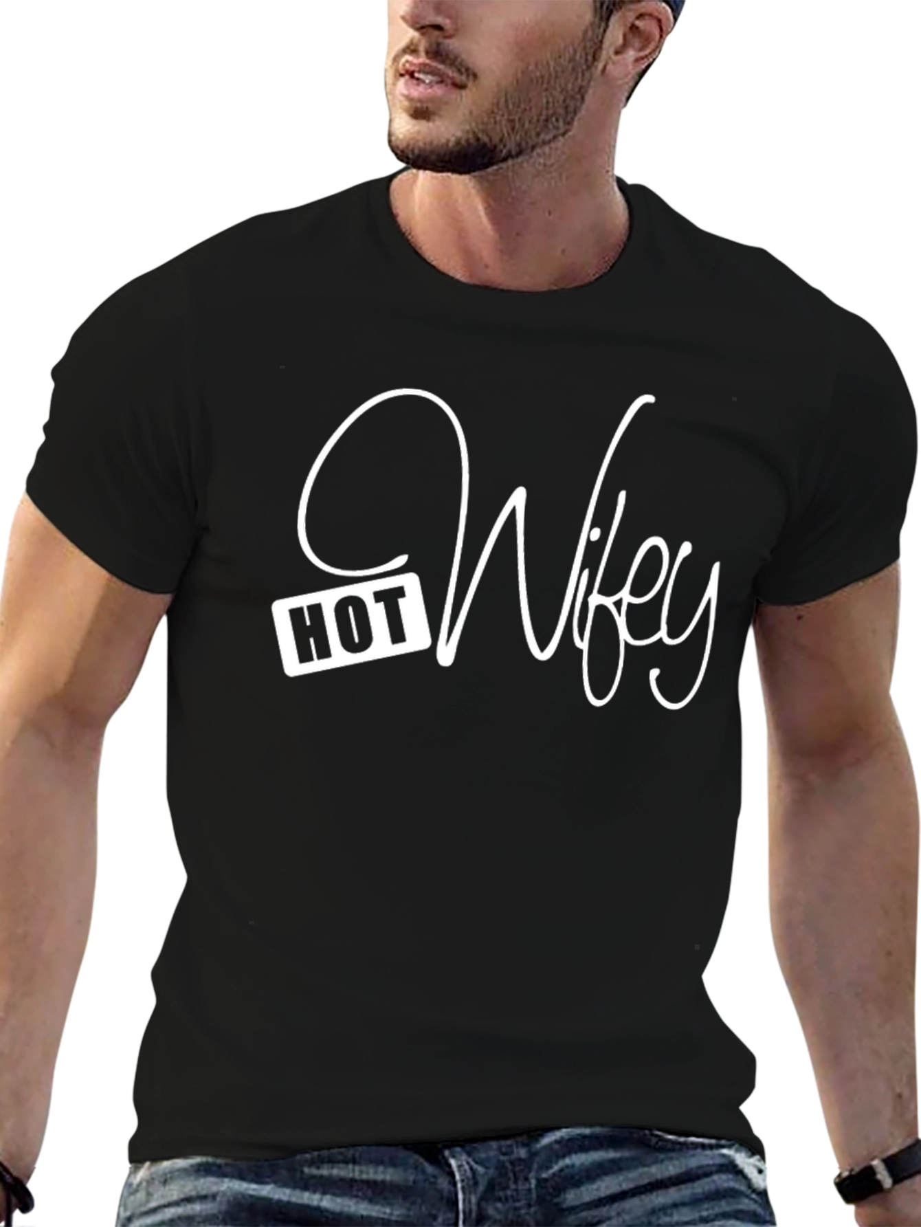 Hot Wifey Graphic T-Shirt - Black