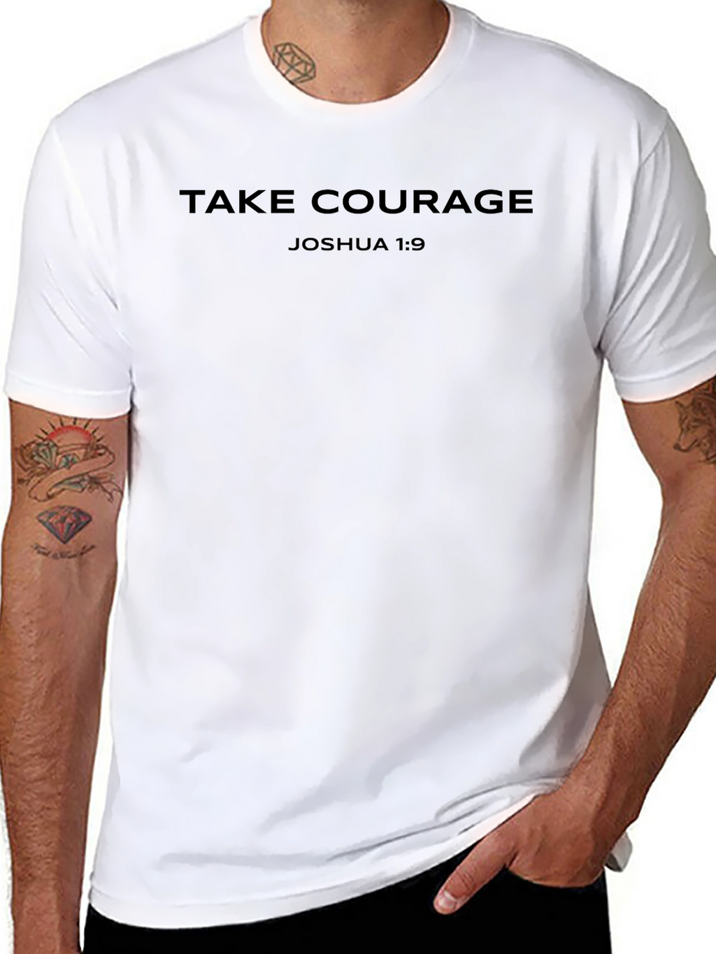 Take Courage Joshua 1:9 T-Shirt Black Christian Faith Tee