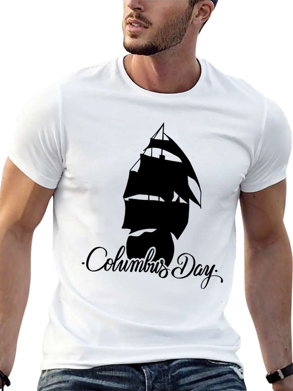 Columbus Day Graphic T-Shirt - Black