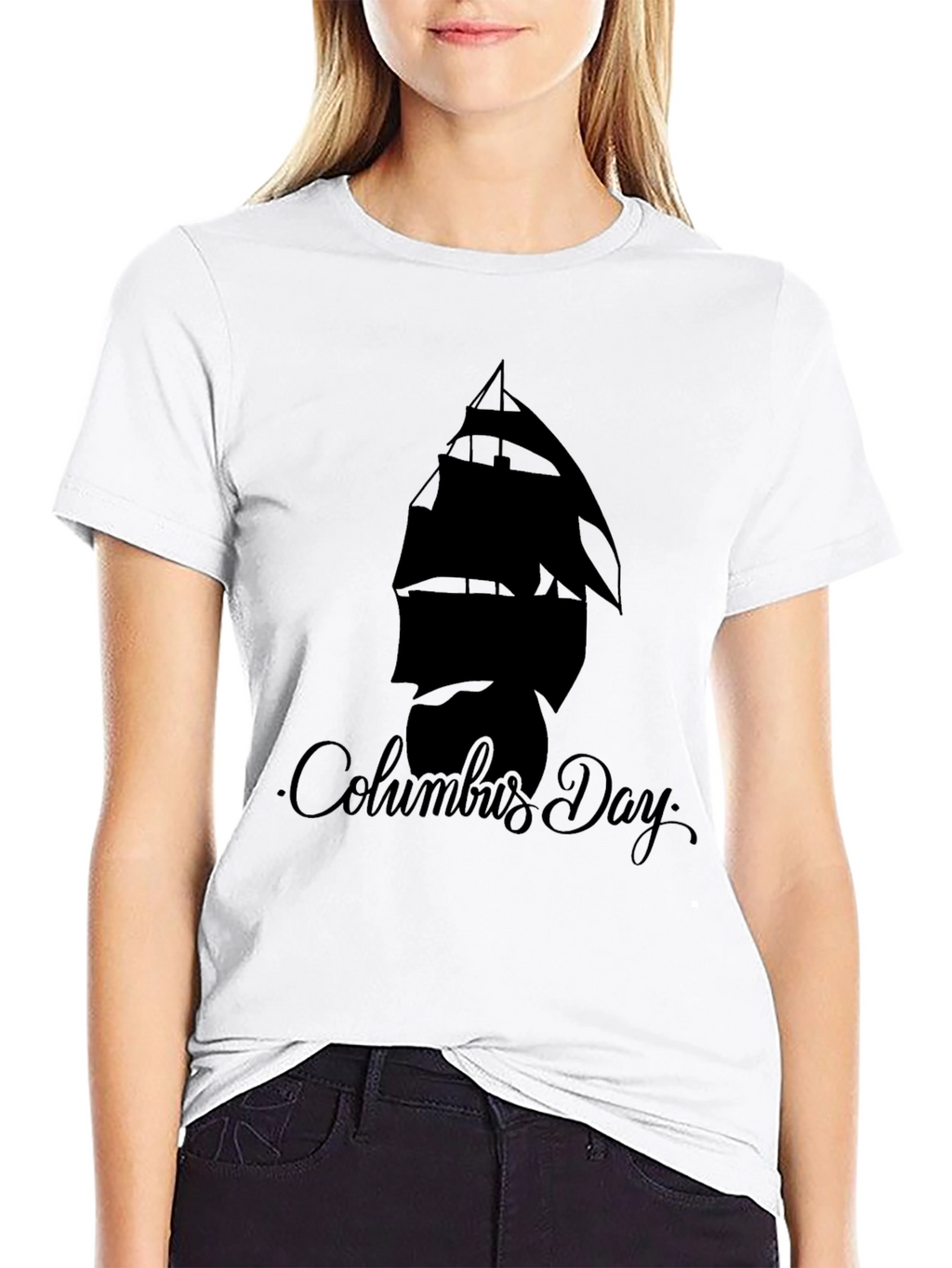 Columbus Day Graphic T-Shirt - Black