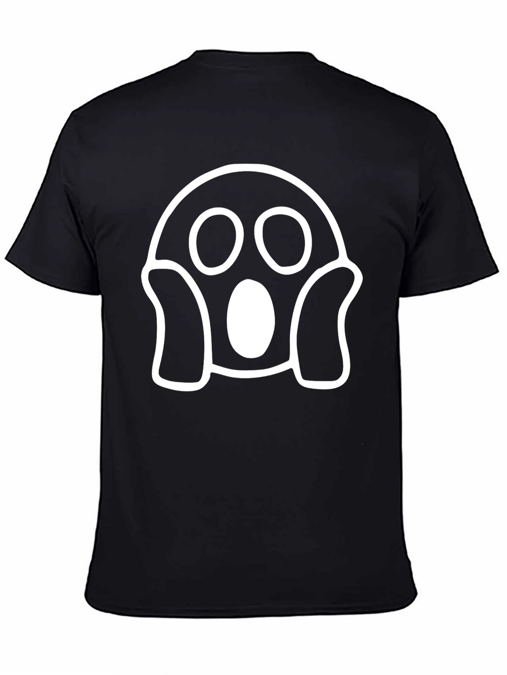 Spooky Ghost Graphic Tee - Black Cotton T-Shirt