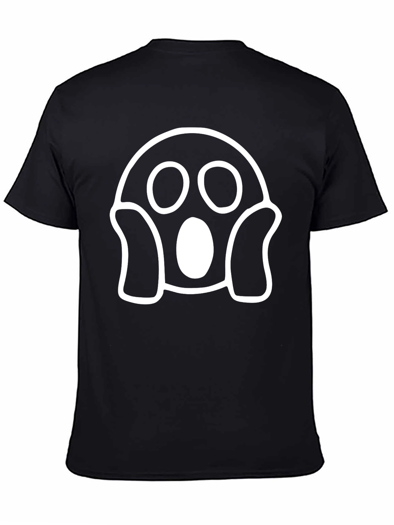 Spooky Ghost Graphic Tee - Black Cotton T-Shirt