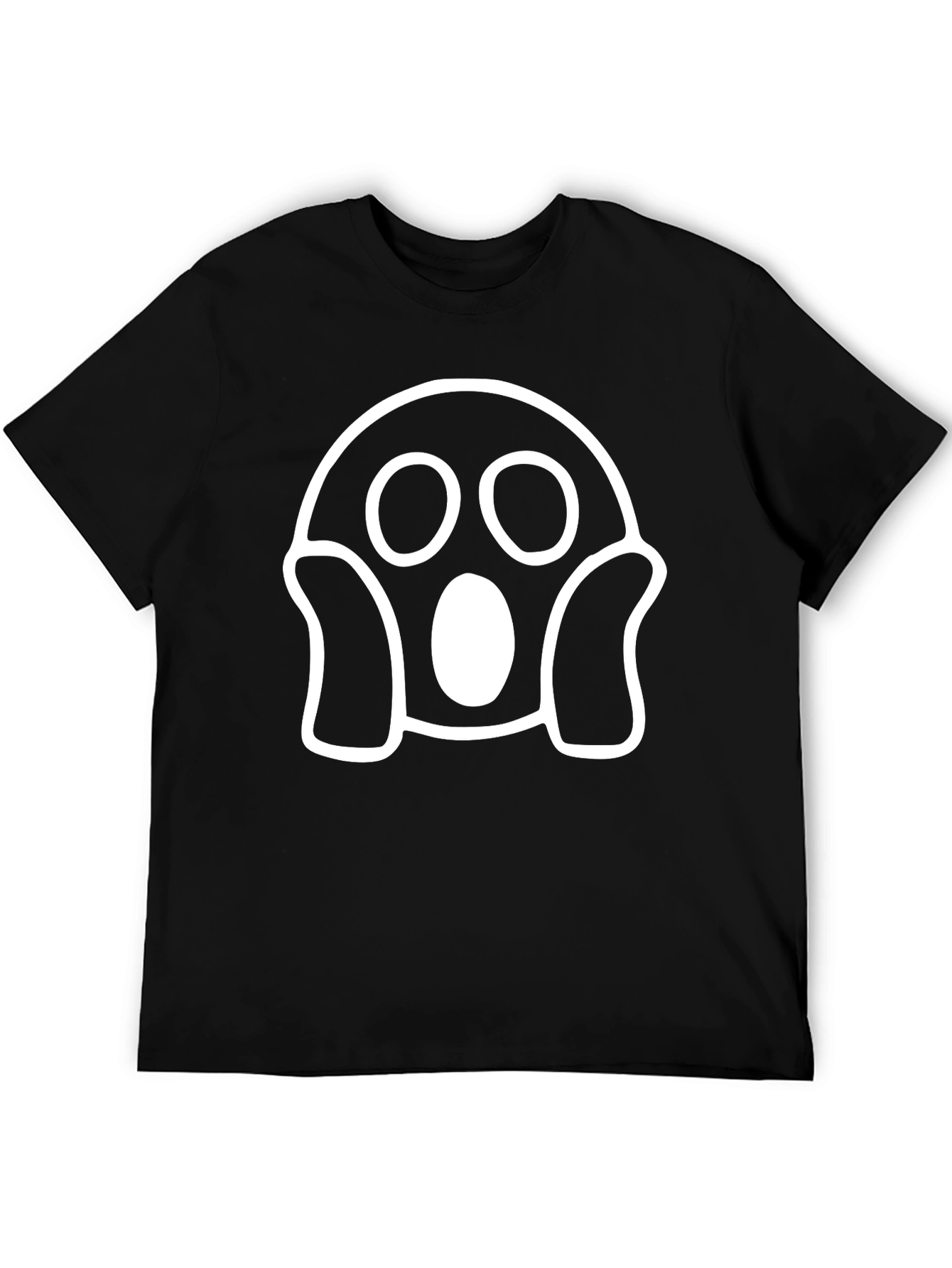 Spooky Ghost Graphic Tee - Black Cotton T-Shirt