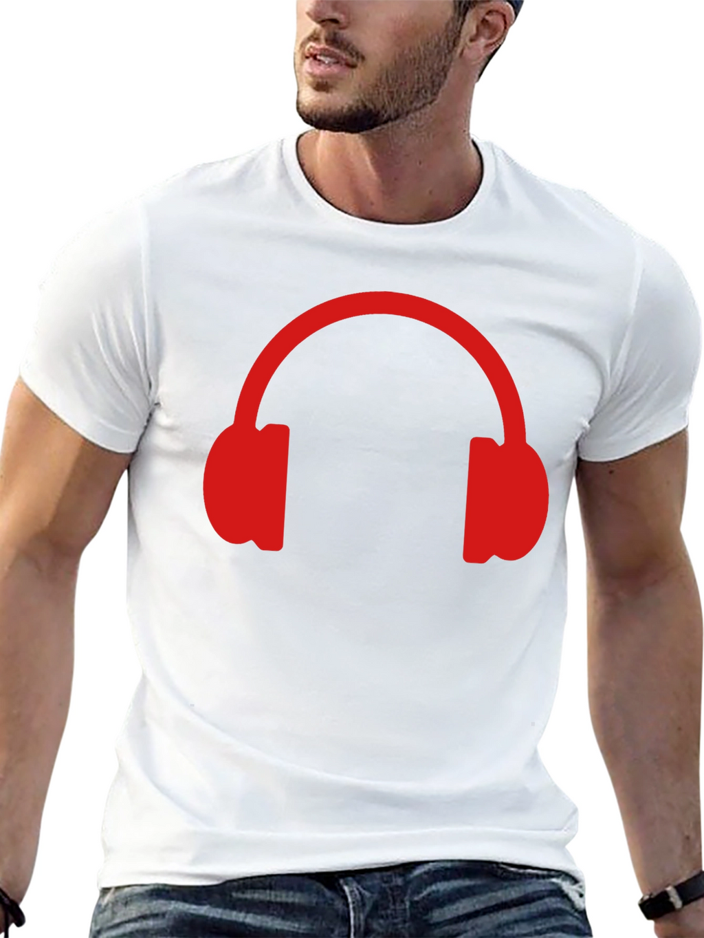 Red Headphone Graphic T-Shirt - Music Lover Tee