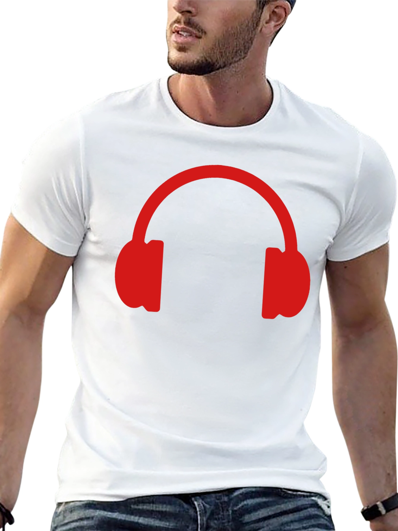 Red Headphone Graphic T-Shirt - Music Lover Tee