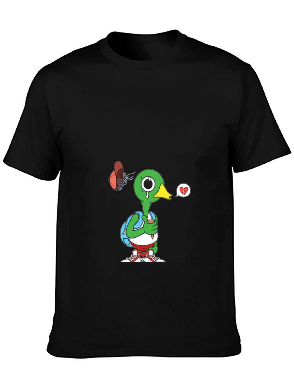 Duck Broke Heart Graphic Black T-Shirt