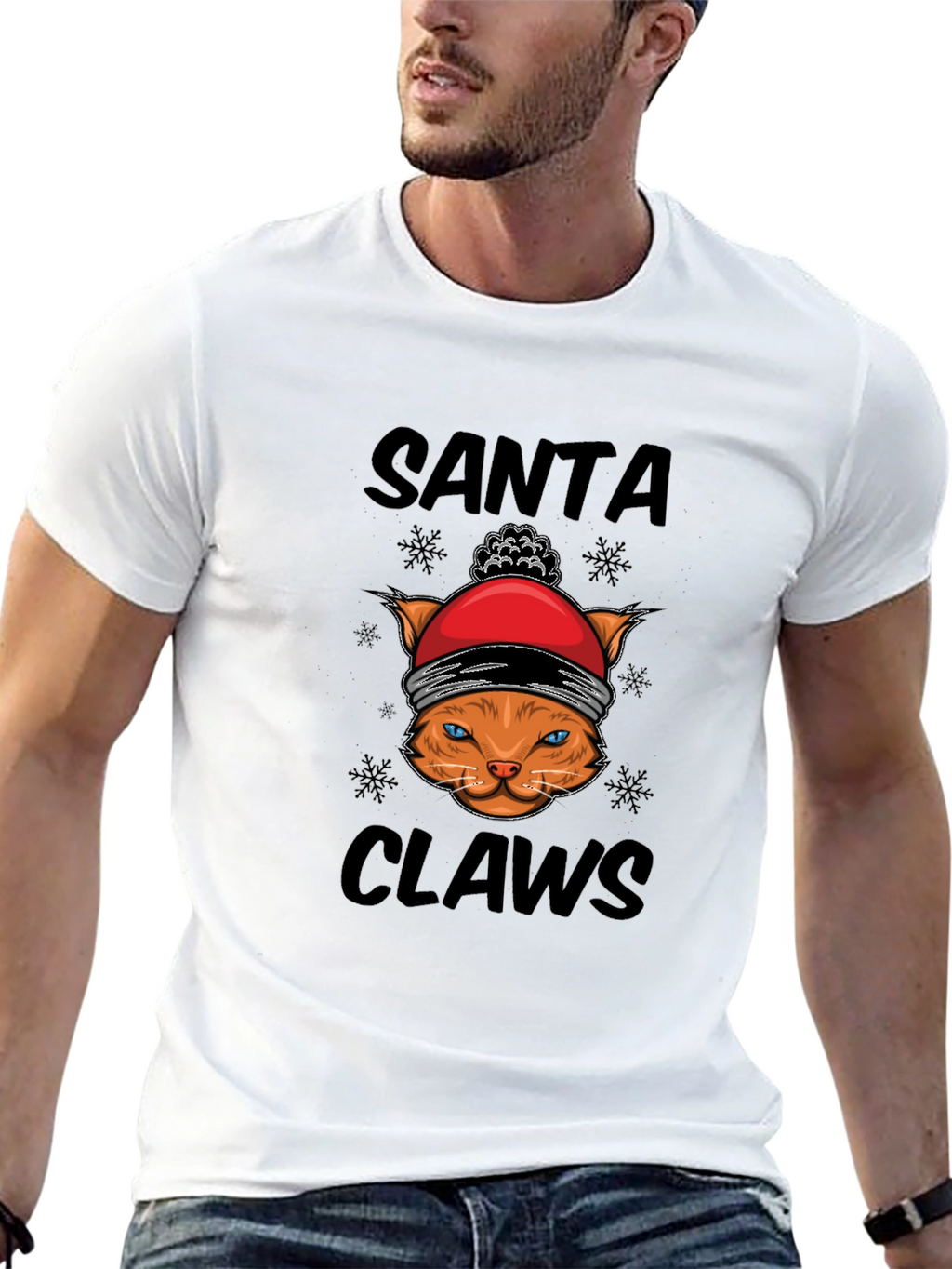 Santa Claws T-Shirt - Festive Cat Tee