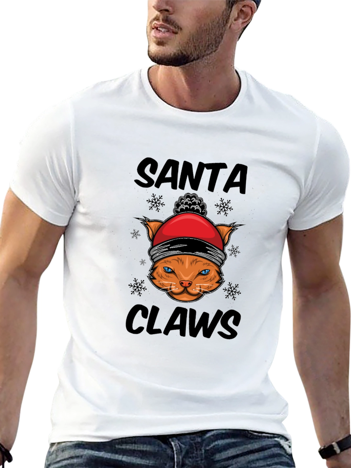 Santa Claws T-Shirt - Festive Cat Tee