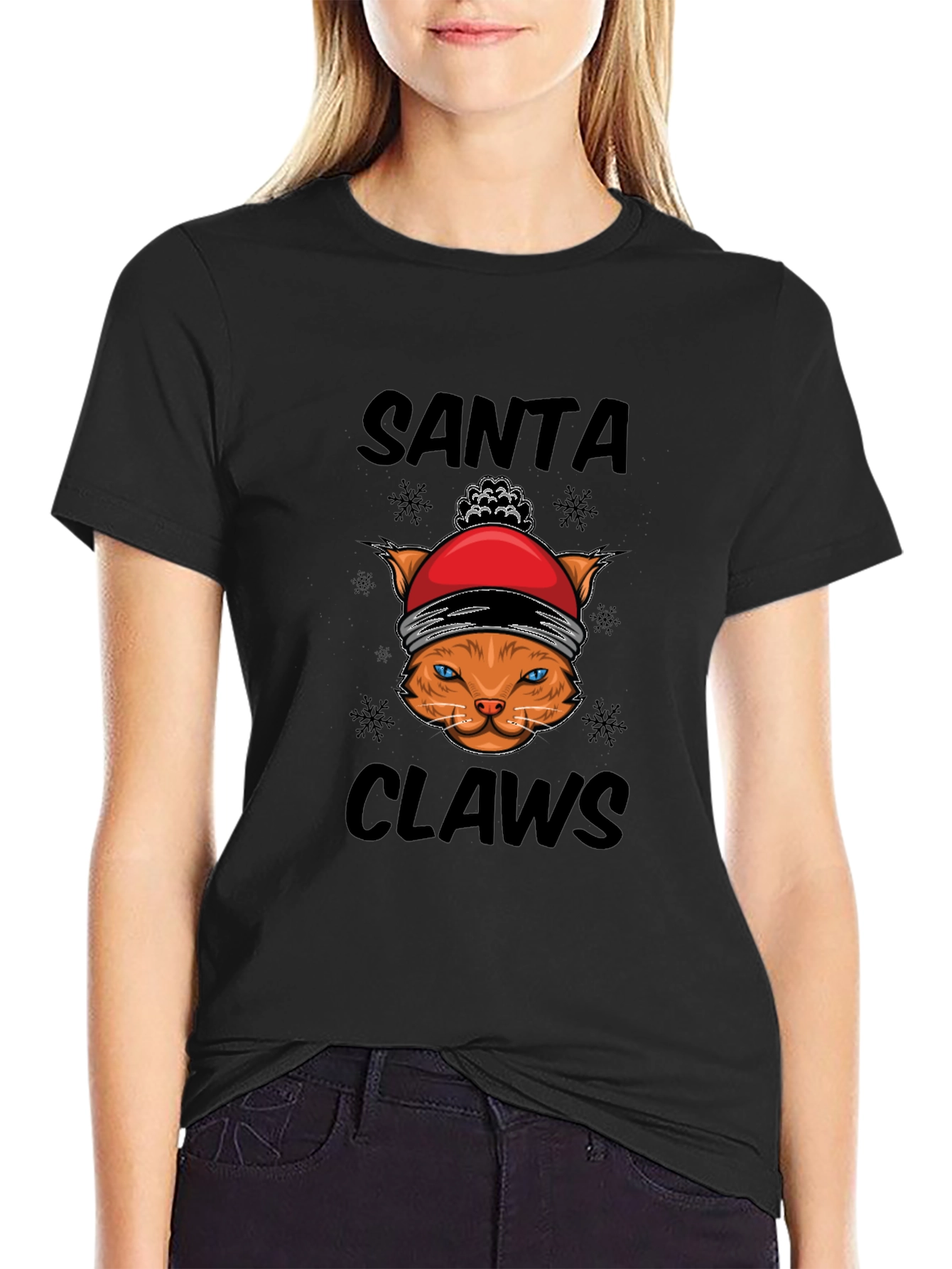 Santa Claws T-Shirt - Festive Cat Tee