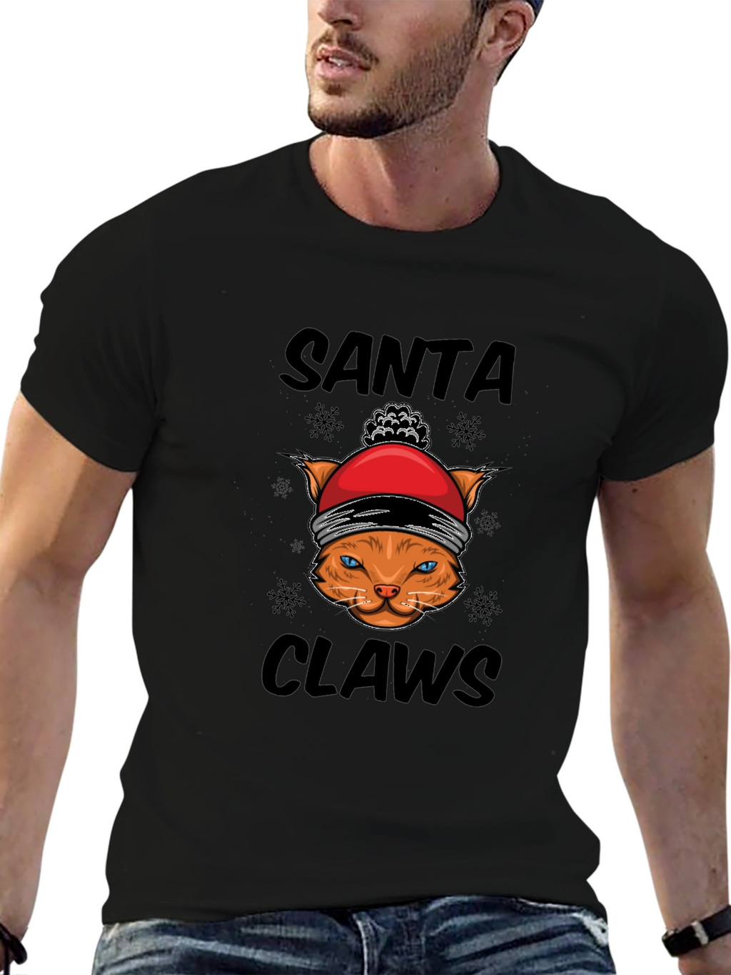 Santa Claws T-Shirt - Festive Cat Tee