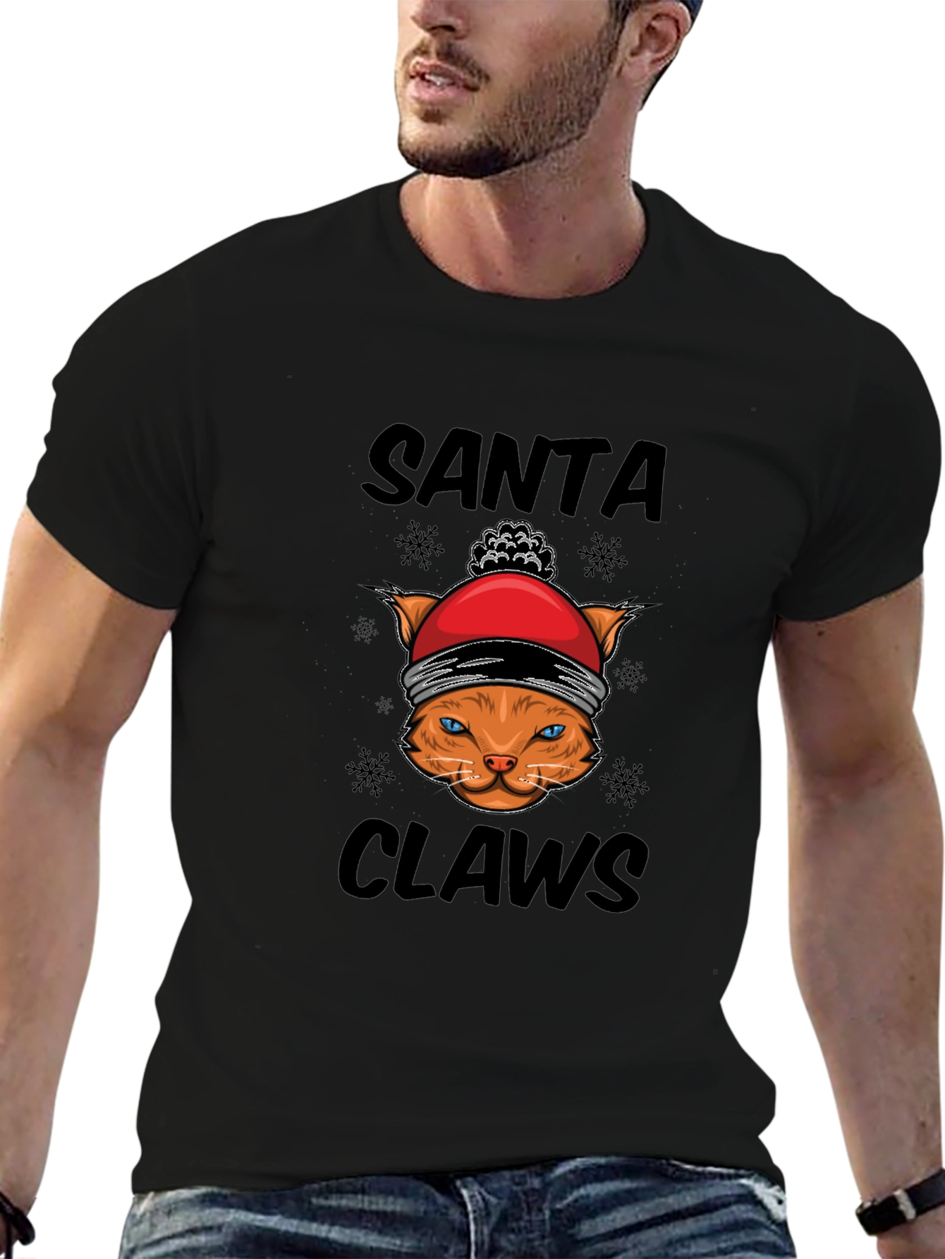 Santa Claws T-Shirt - Festive Cat Tee
