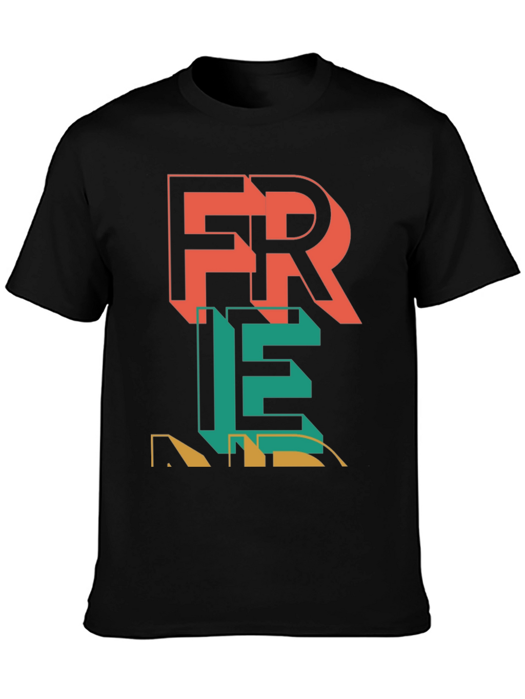 Trendy FREIE Graphic Print Black T-Shirt