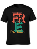 Trendy FREIE Graphic Print Black T-Shirt