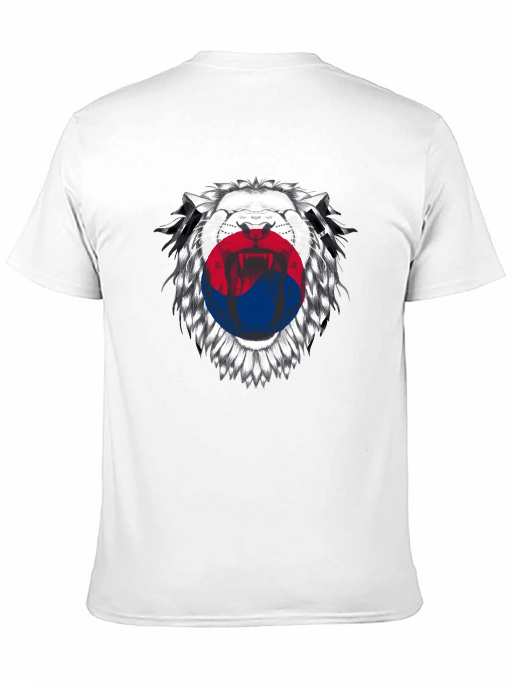 Lion Korean Flag Graphic Print Black T-Shirt