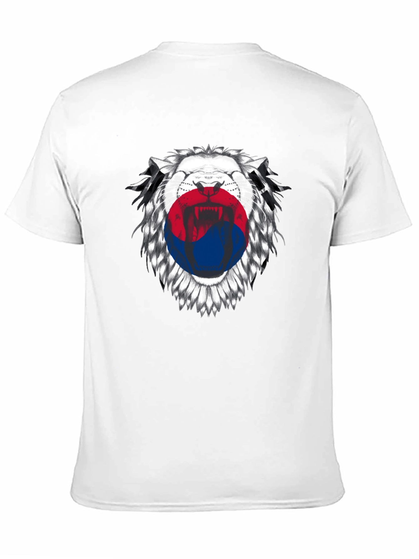 Lion Korean Flag Graphic Print Black T-Shirt