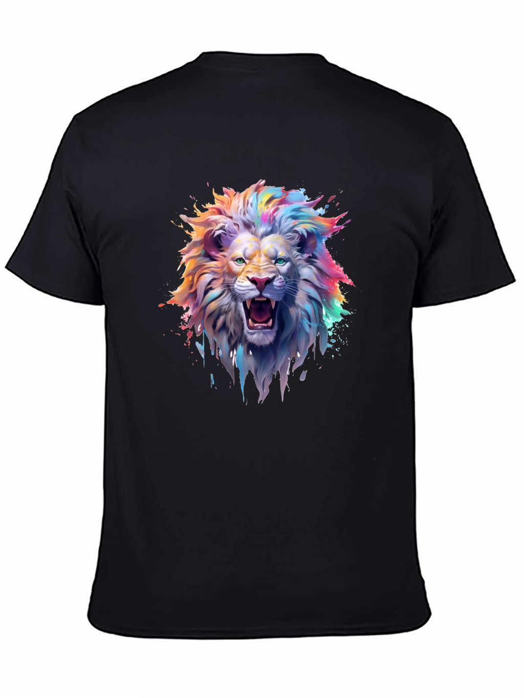 Vibrant Lion Graphic T-Shirt - Mens Black Tee
