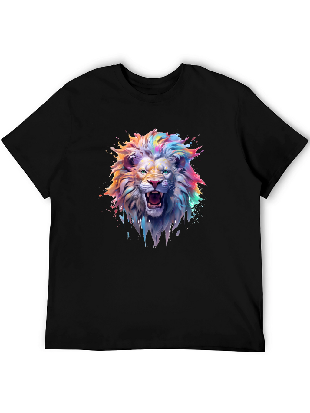 Vibrant Lion Graphic T-Shirt - Mens Black Tee