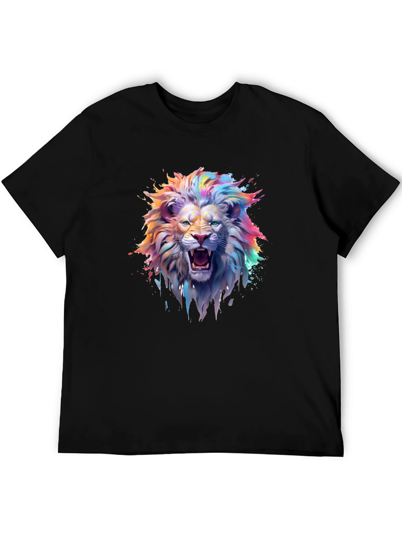 Vibrant Lion Graphic T-Shirt - Mens Black Tee