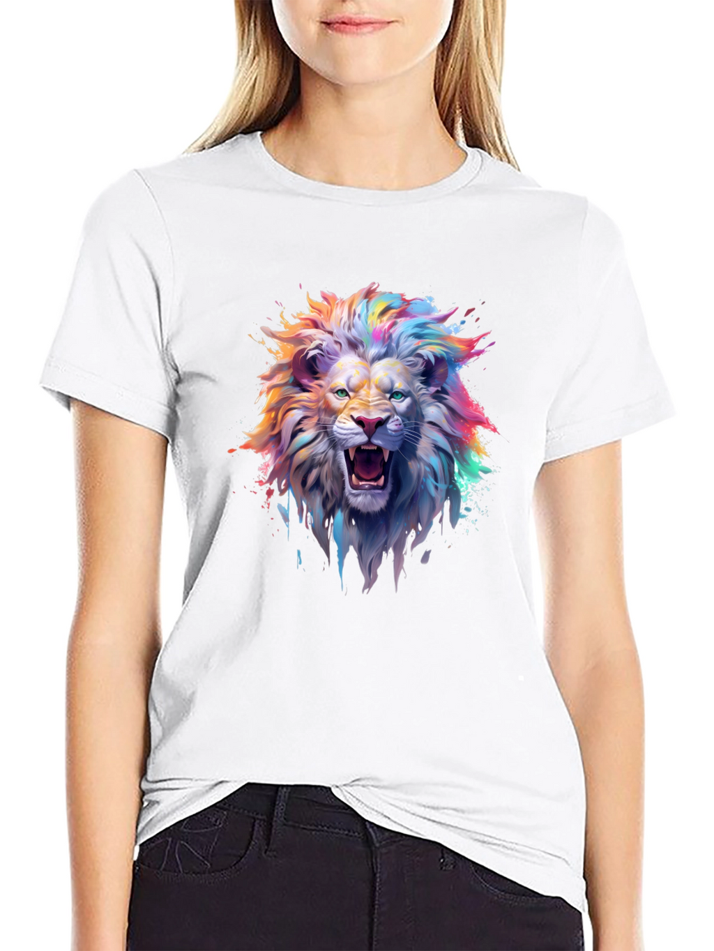 Vibrant Lion Graphic T-Shirt - Mens Black Tee
