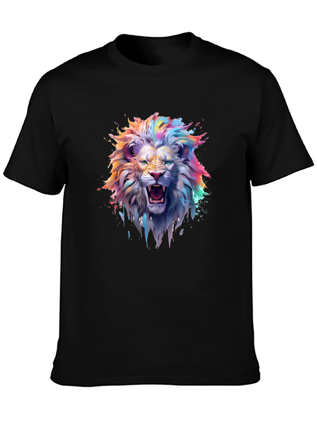 Vibrant Lion Graphic T-Shirt - Mens Black Tee