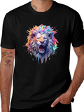 Vibrant Lion Graphic T-Shirt - Mens Black Tee