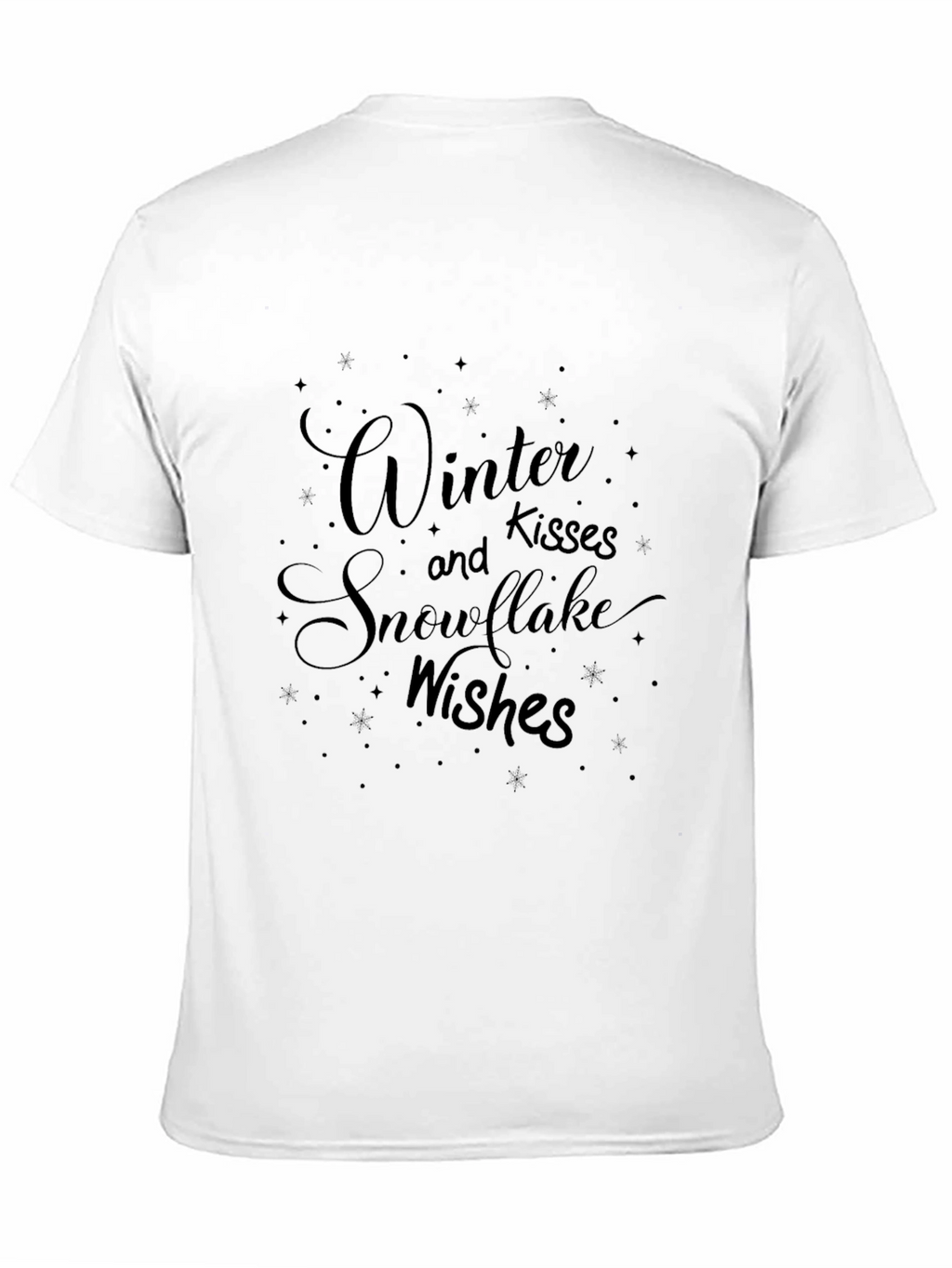 Winter Kisses and Snowflake Wishes Black T-Shirt
