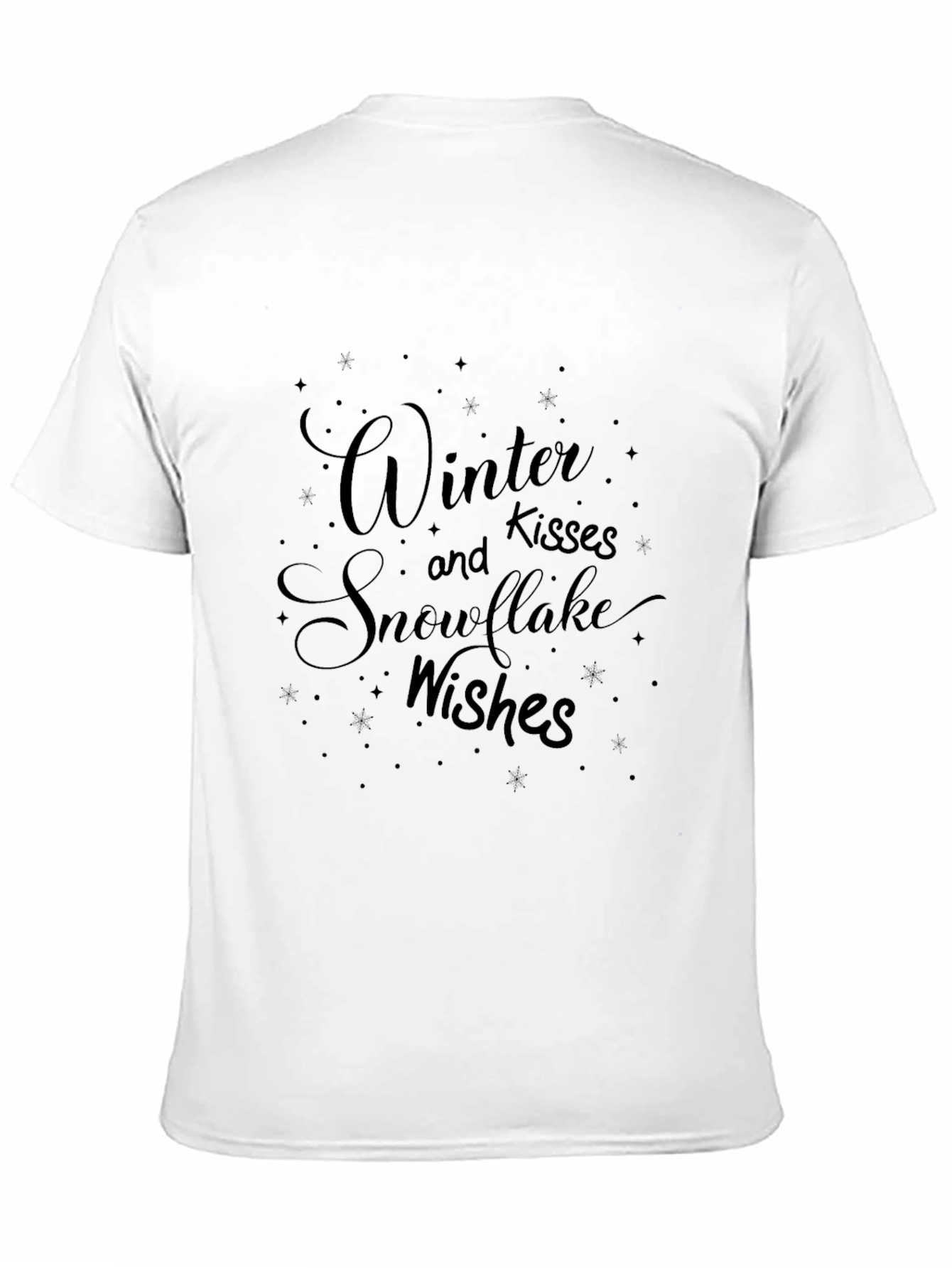 Winter Kisses and Snowflake Wishes Black T-Shirt