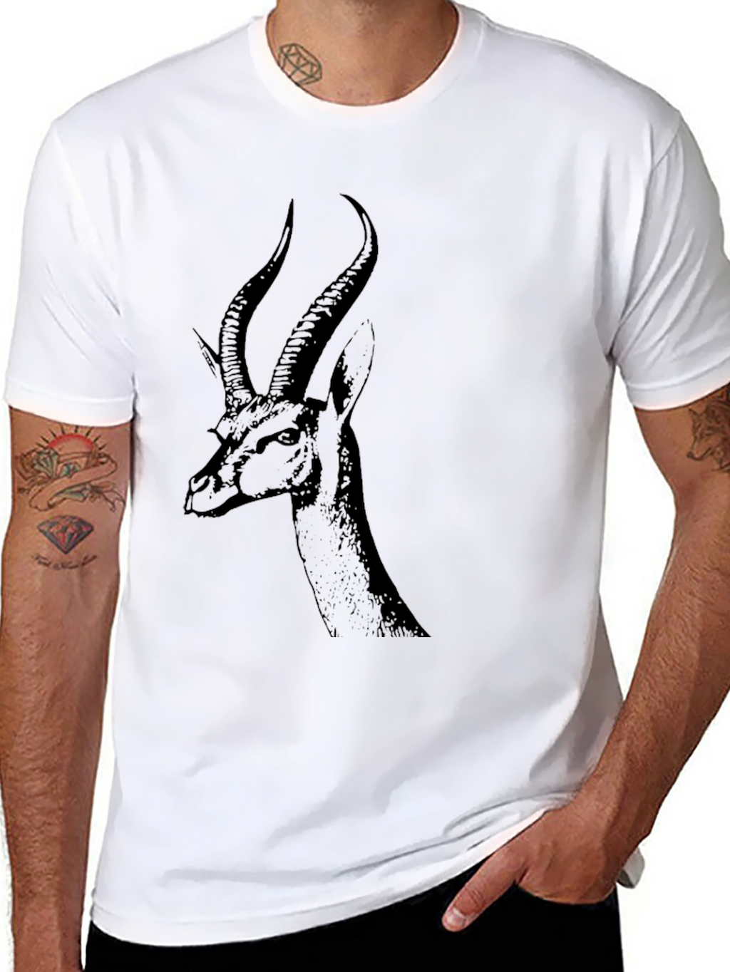 Black Gazelle Graphic Tee - Unique Animal Design