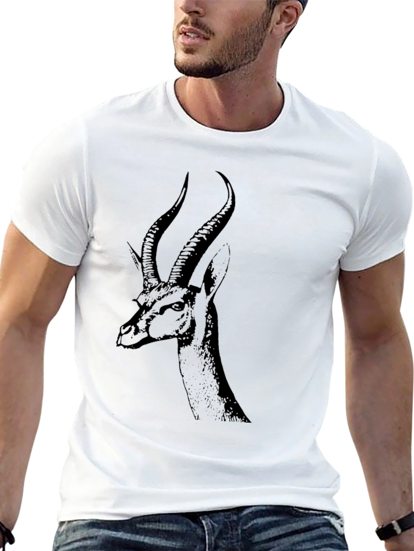 Black Gazelle Graphic Tee - Unique Animal Design