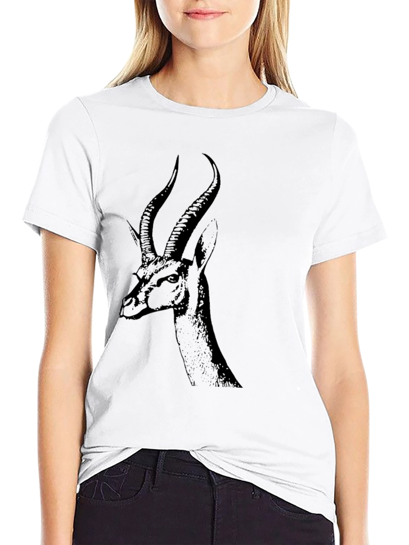 Black Gazelle Graphic Tee - Unique Animal Design