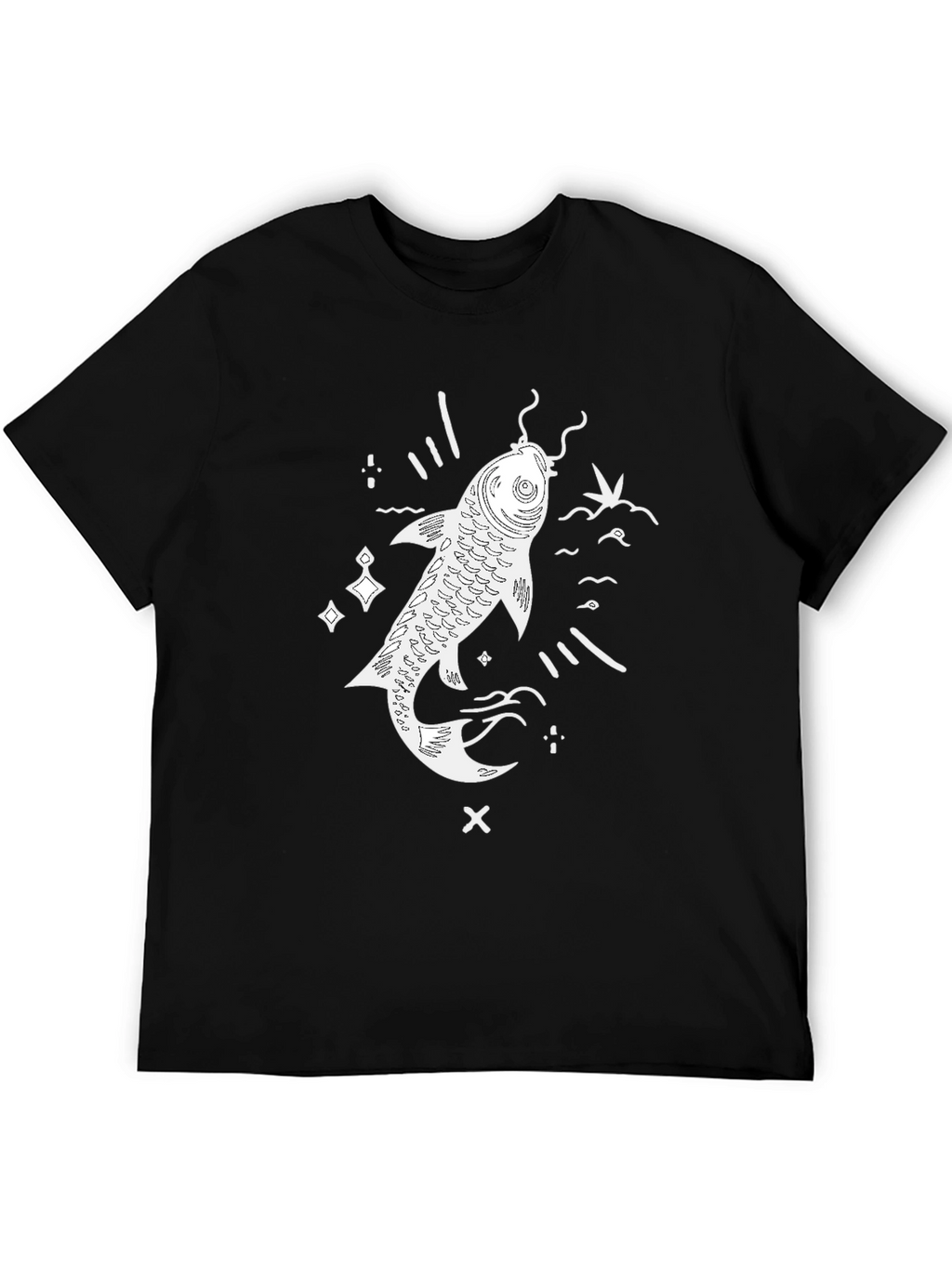 Koi Fish Graphic T-Shirt - Black Casual Tee