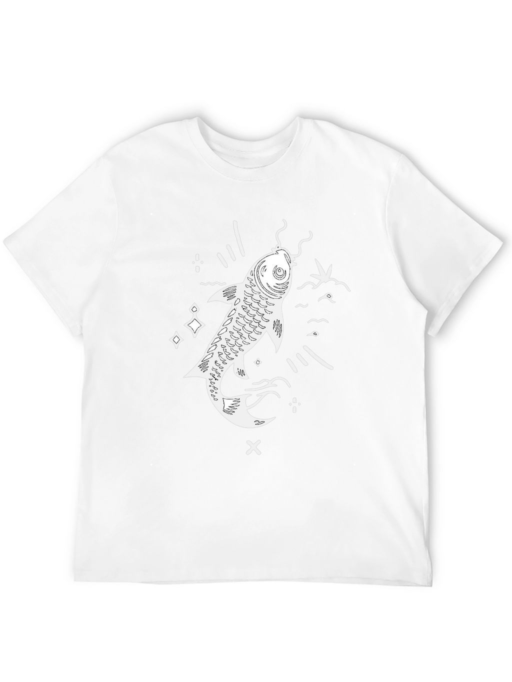 Koi Fish Graphic T-Shirt - Black Casual Tee