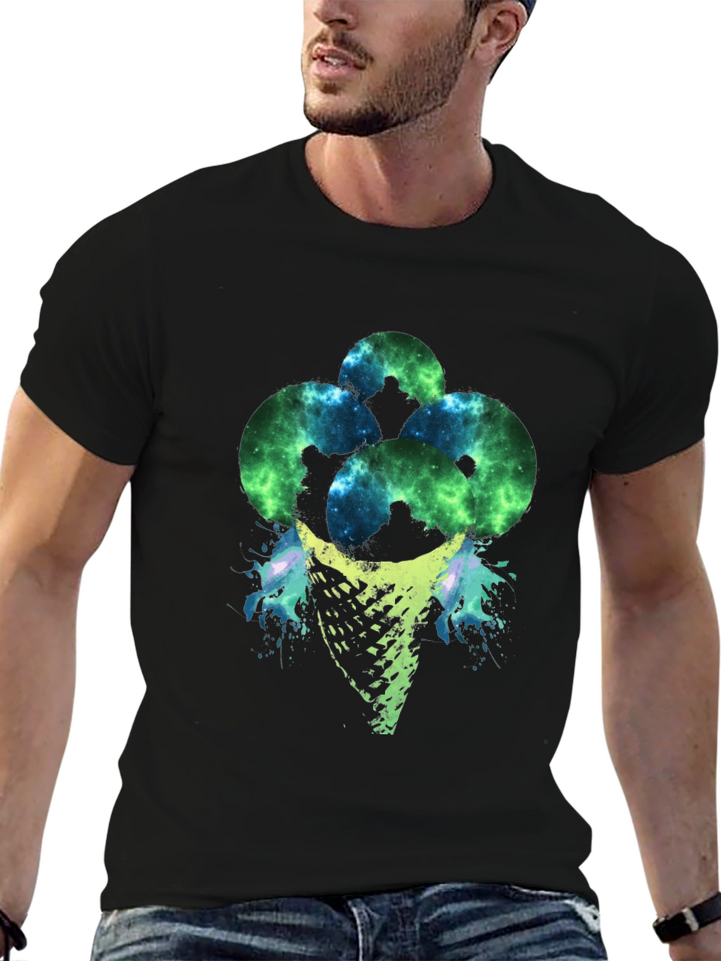 Cosmic Ice Cream Cone Graphic T-Shirt