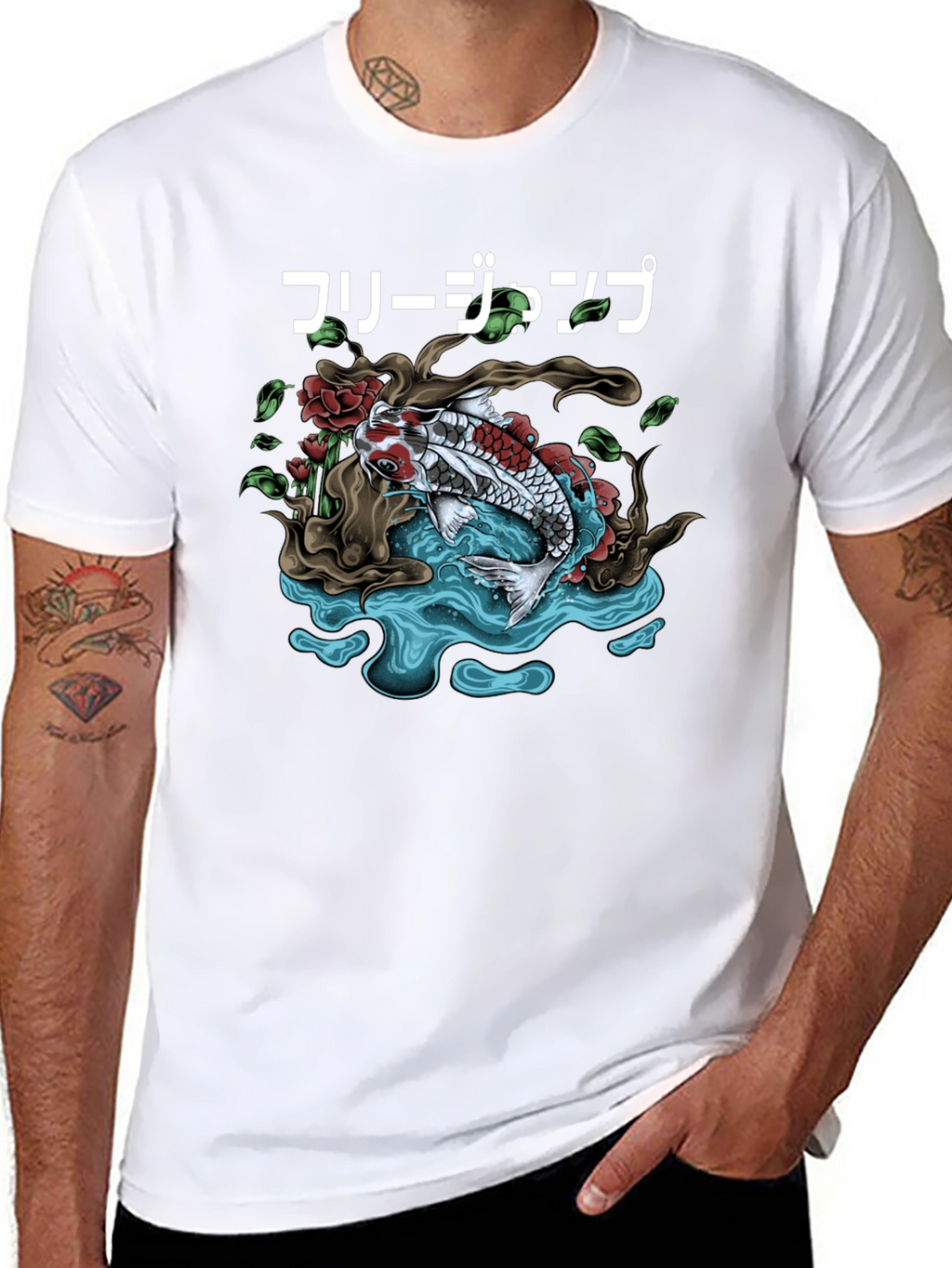 Koi Fish Graphic Tee - Japanese Art Shirt