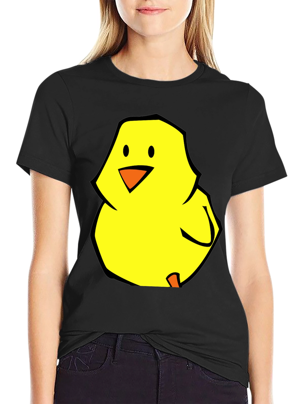 Cute Chick Graphic Tee - Soft Black Cotton