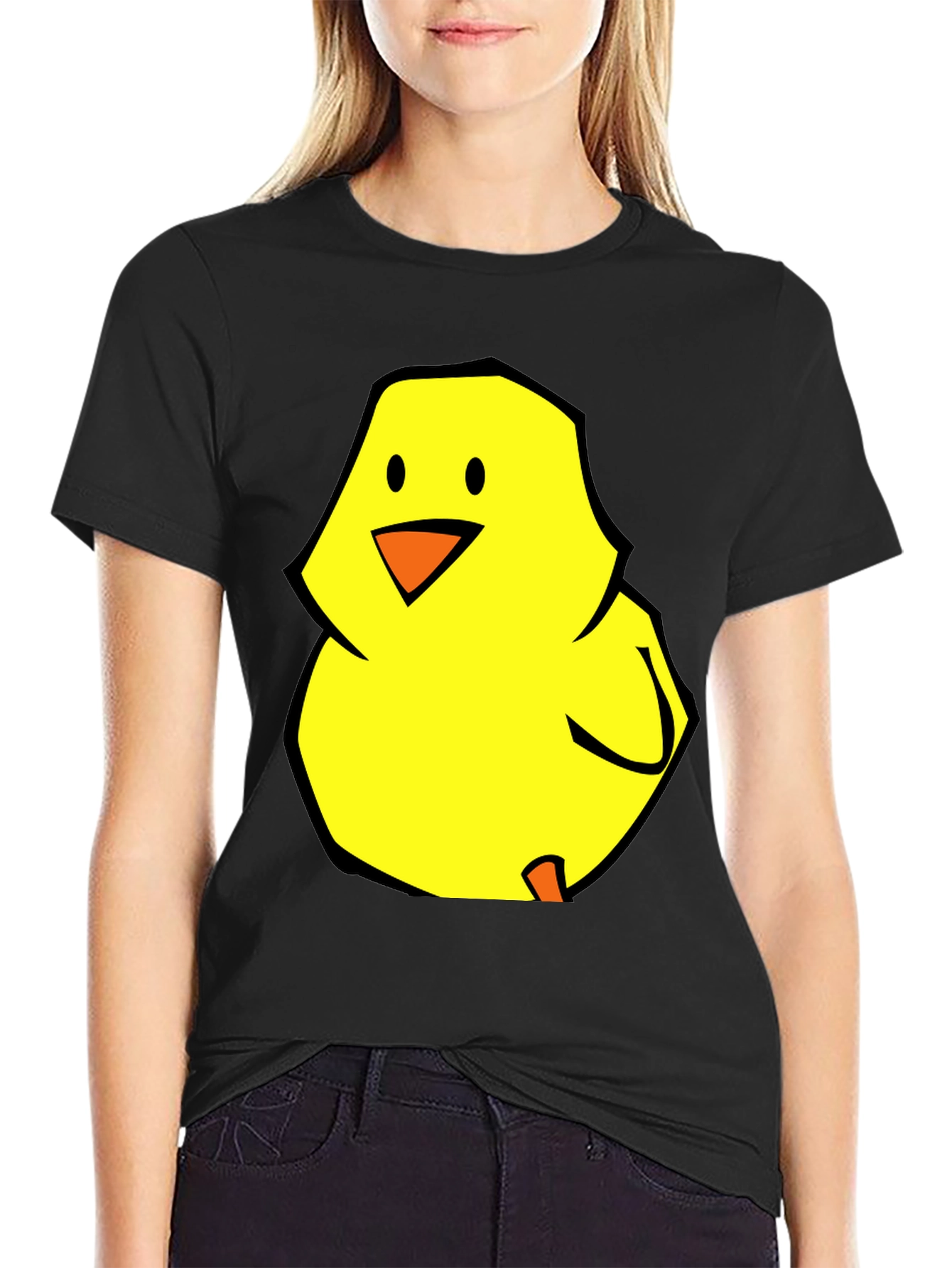 Cute Chick Graphic Tee - Soft Black Cotton