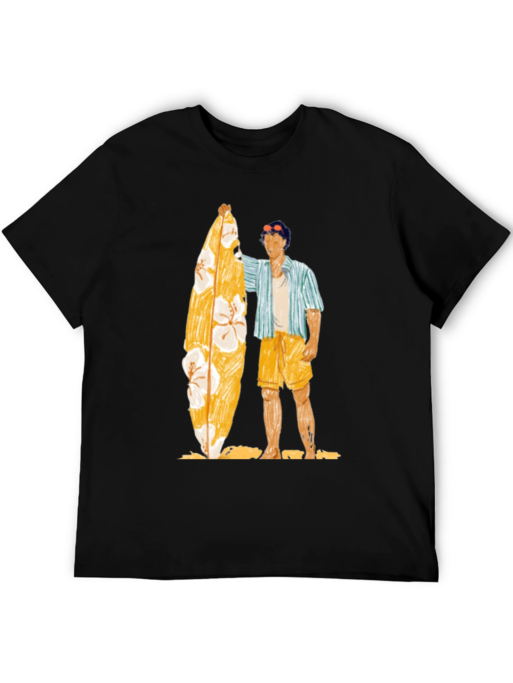 Surfer Graphic Tee - Casual Black T-Shirt