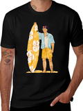 Surfer Graphic Tee - Casual Black T-Shirt