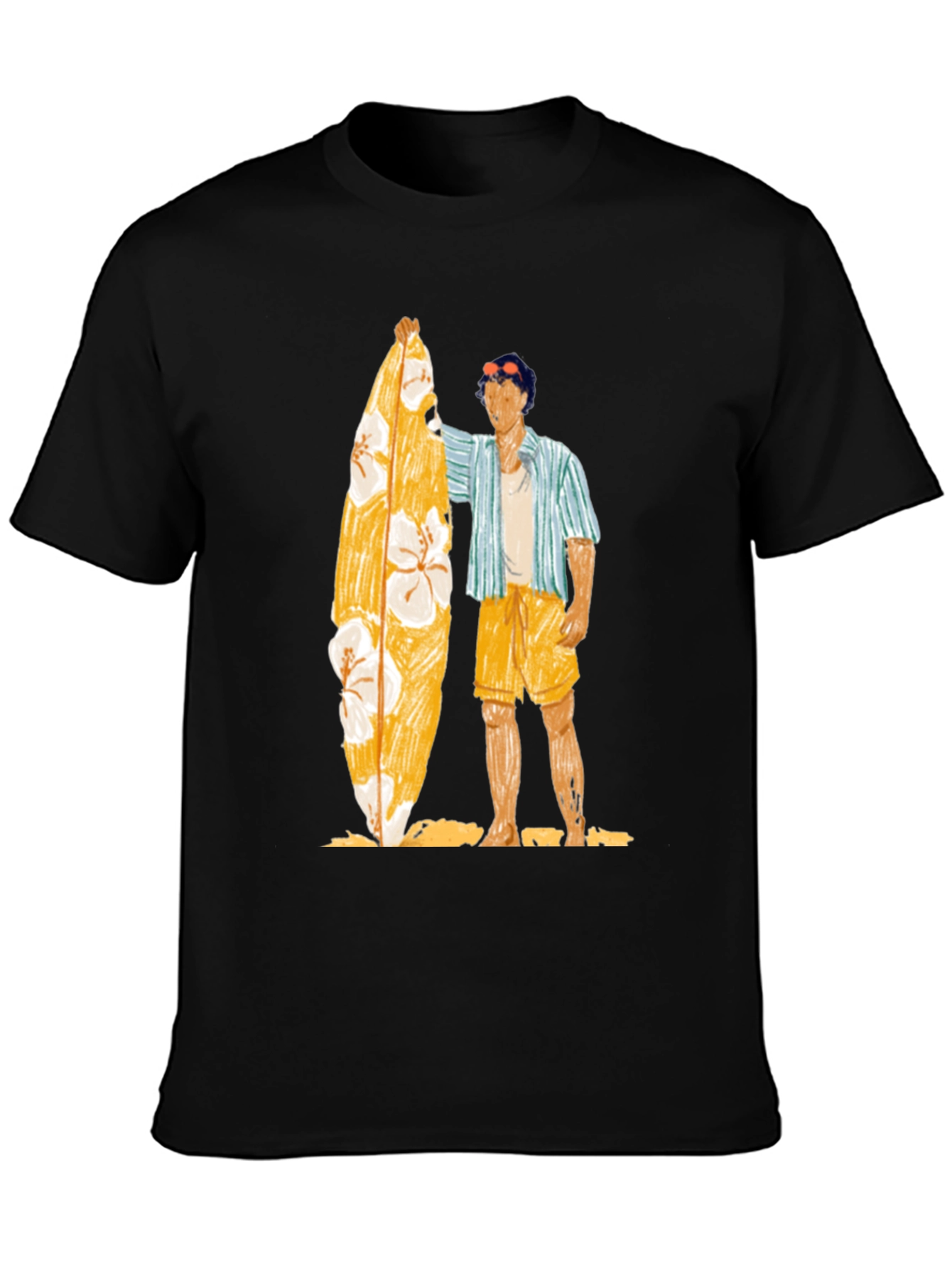 Surfer Graphic Tee - Casual Black T-Shirt