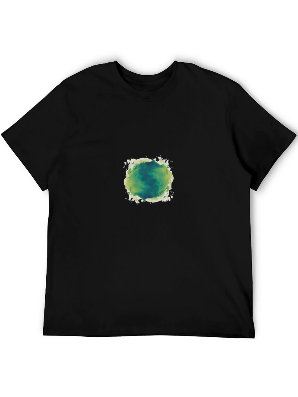 Mens Black T-Shirt with Green Abstract Design