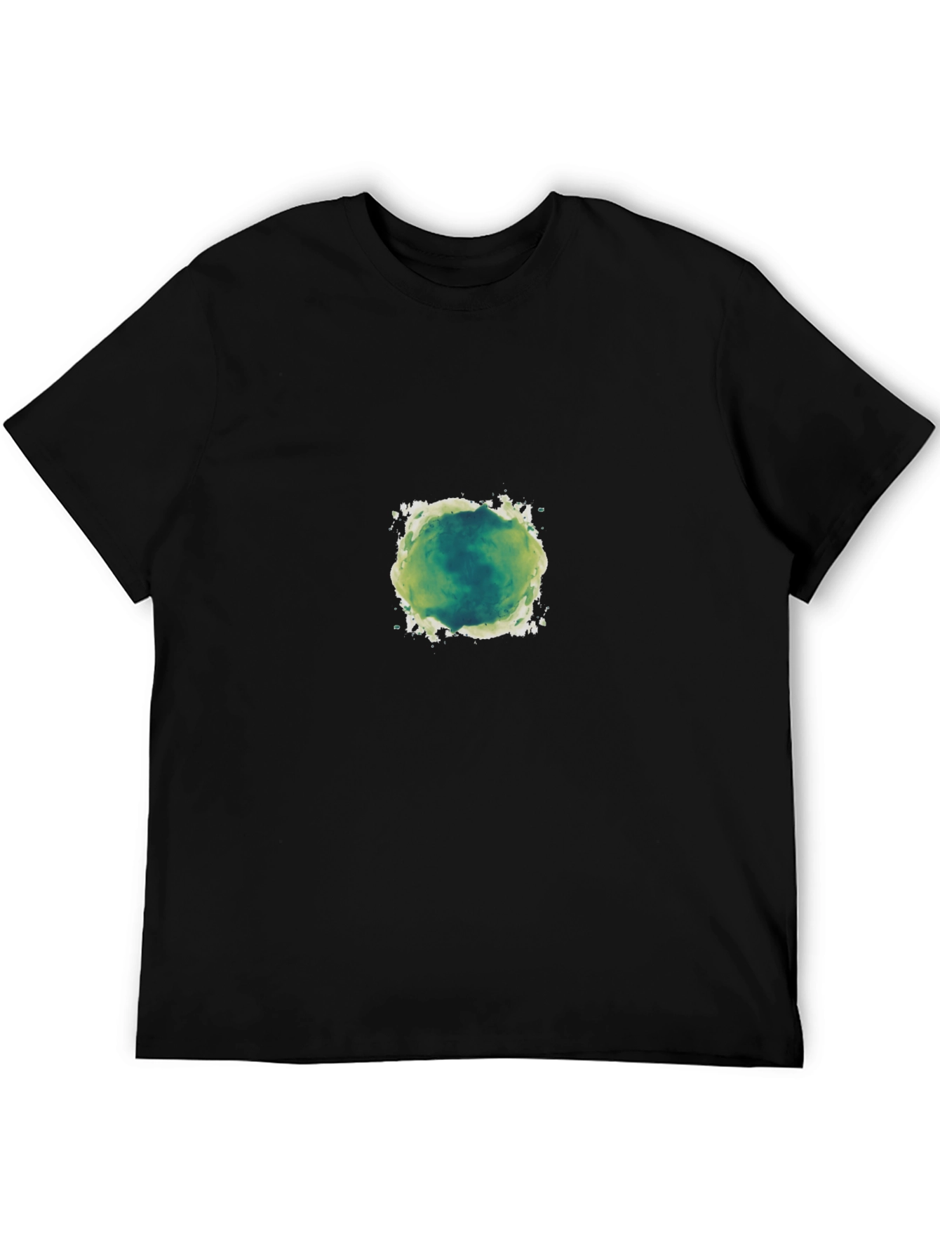 Mens Black T-Shirt with Green Abstract Design