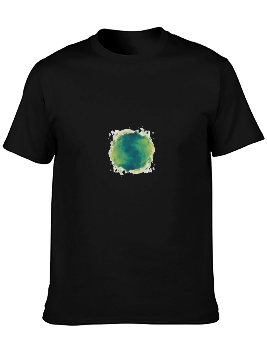 Mens Black T-Shirt with Green Abstract Design