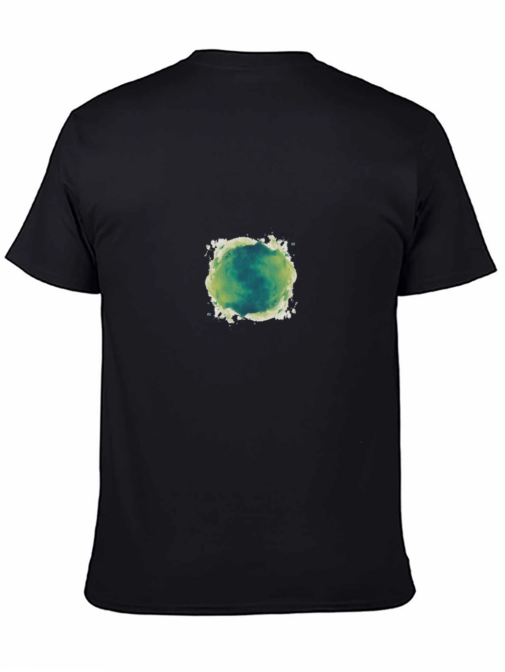 Mens Black T-Shirt with Green Abstract Design