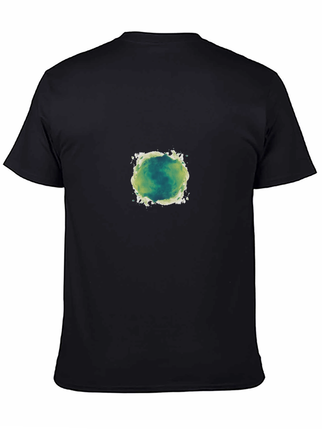 Mens Black T-Shirt with Green Abstract Design