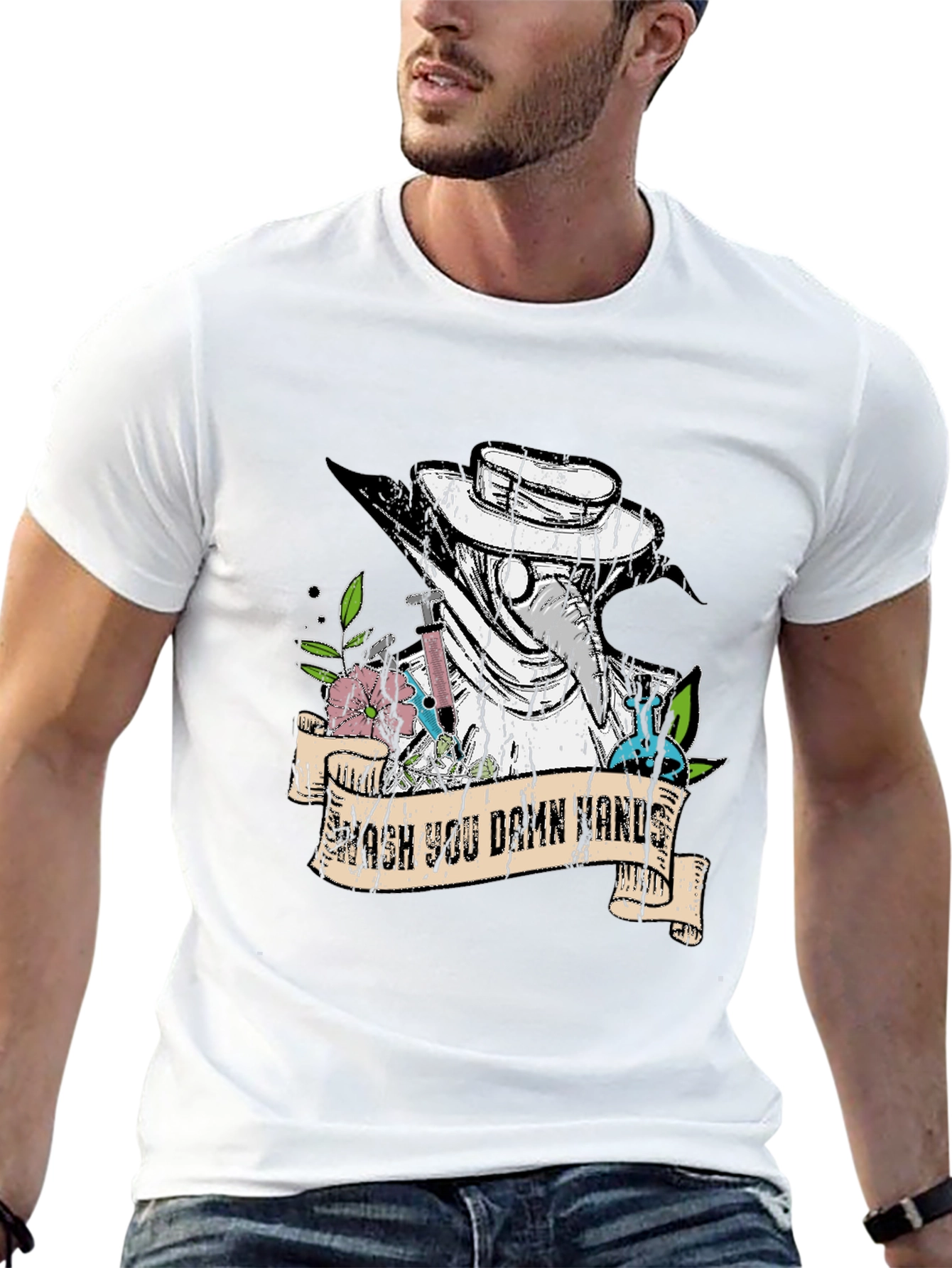 Wash You Damn Hands T-Shirt Plague Doctor