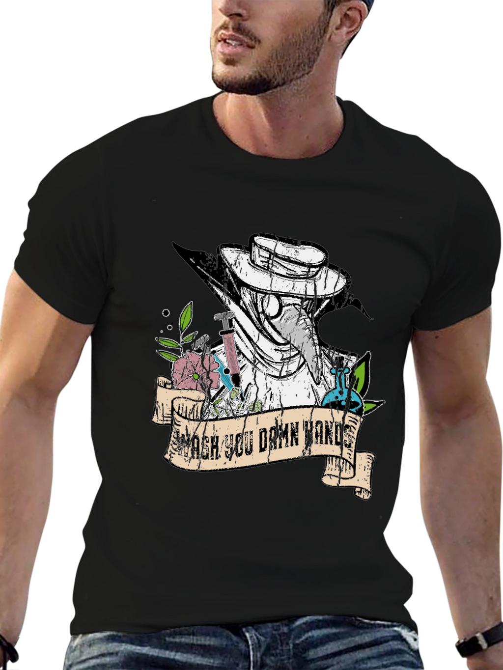 Wash You Damn Hands T-Shirt Plague Doctor