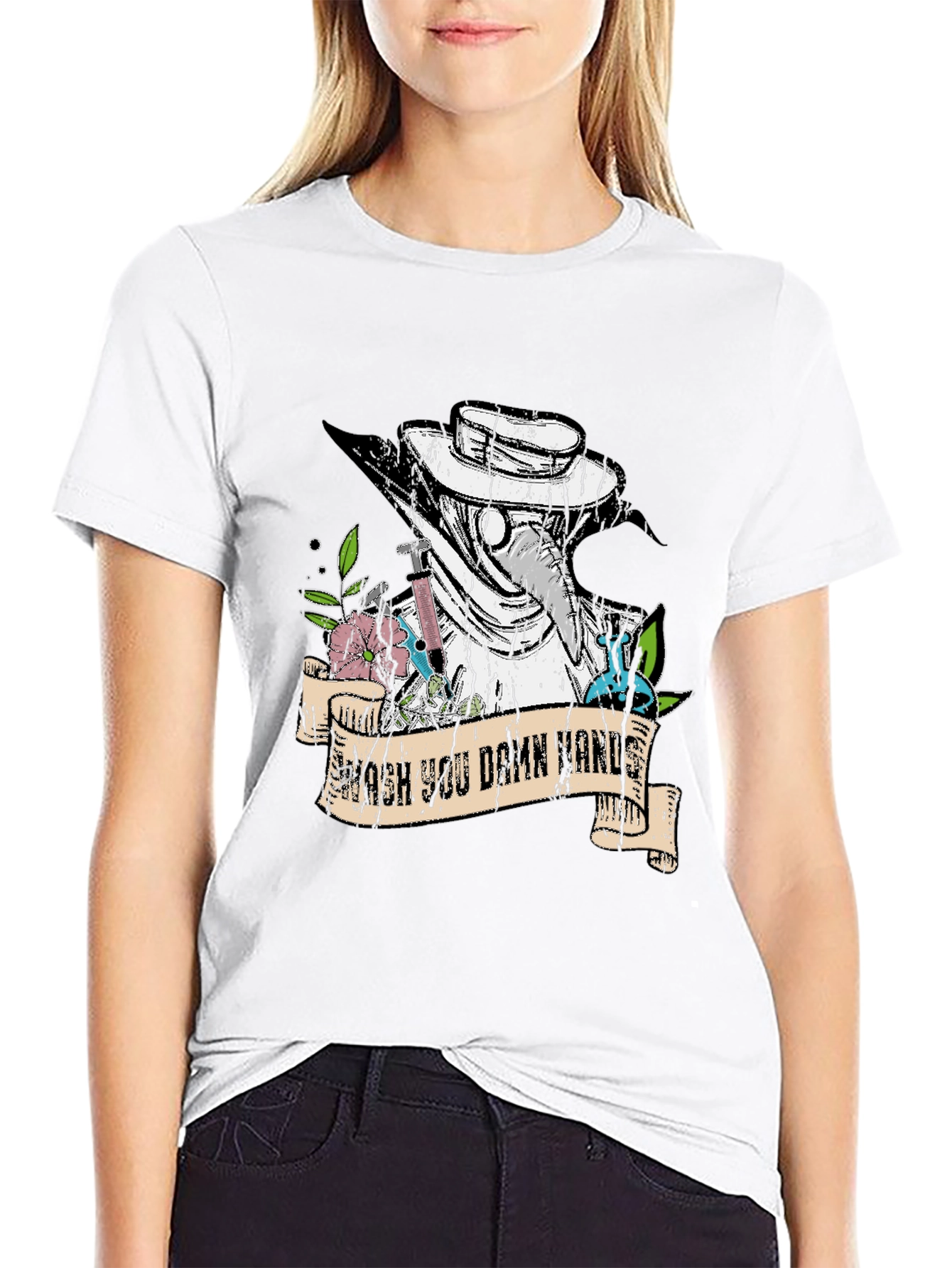 Wash You Damn Hands T-Shirt Plague Doctor