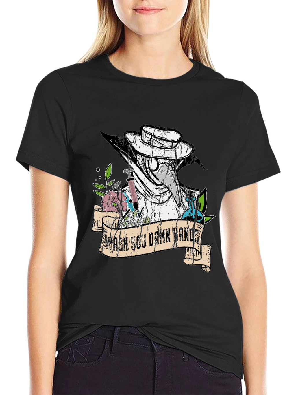 Wash You Damn Hands T-Shirt Plague Doctor