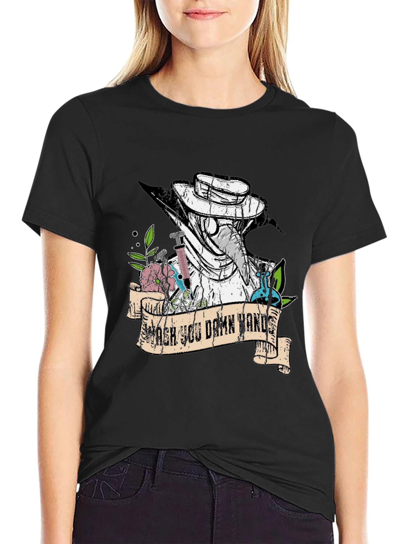 Wash You Damn Hands T-Shirt Plague Doctor